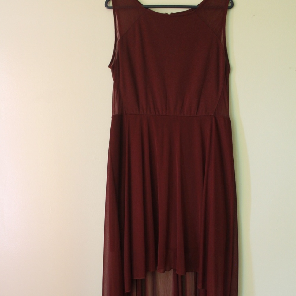 Maroon Sleeveless High-Low Dress